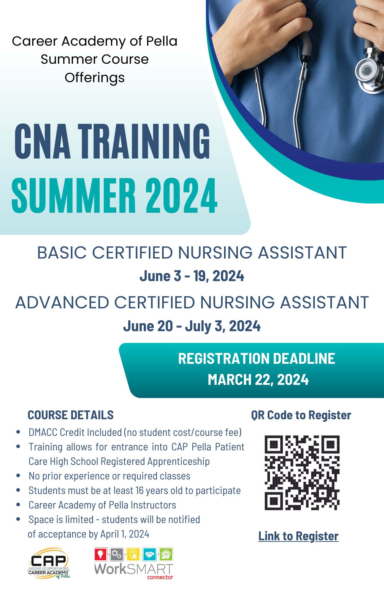 Registration Now Open for CNA Training (Summer 2024) - Pella Community  Schools