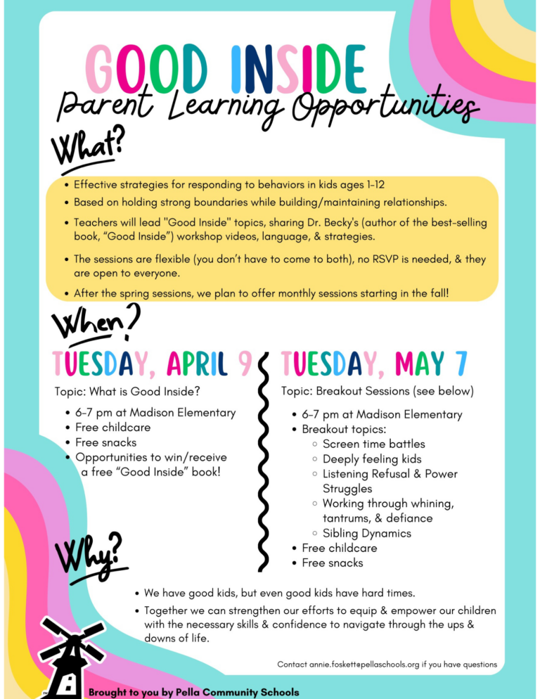Good Inside Parent Learning Opportunities (April 9th and May 7th ...